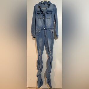 TALL Distressed Denim Jumpsuit || FASHIONNOVA || size S